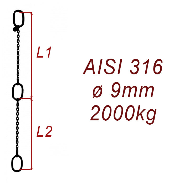 CPK 9, nerezový převěsný řetěz - nosnost 2000kg - Pumpenkette