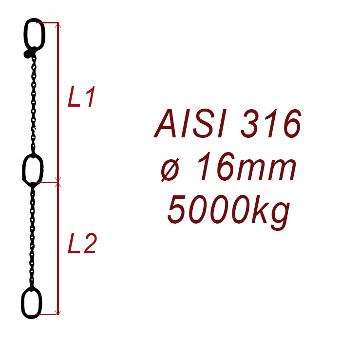 CPK 16, nerezový převěsný řetěz - nosnost 5000kg - Pumpenkette