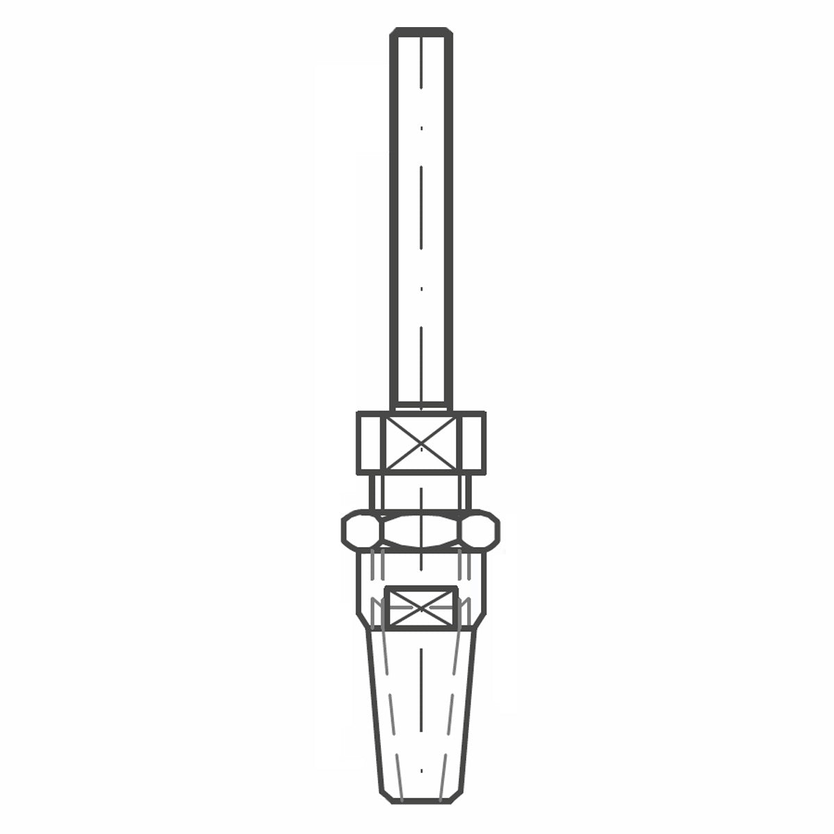 ASS - Nerezová koncovka k montáži, s pravým vnějším závitem - A2