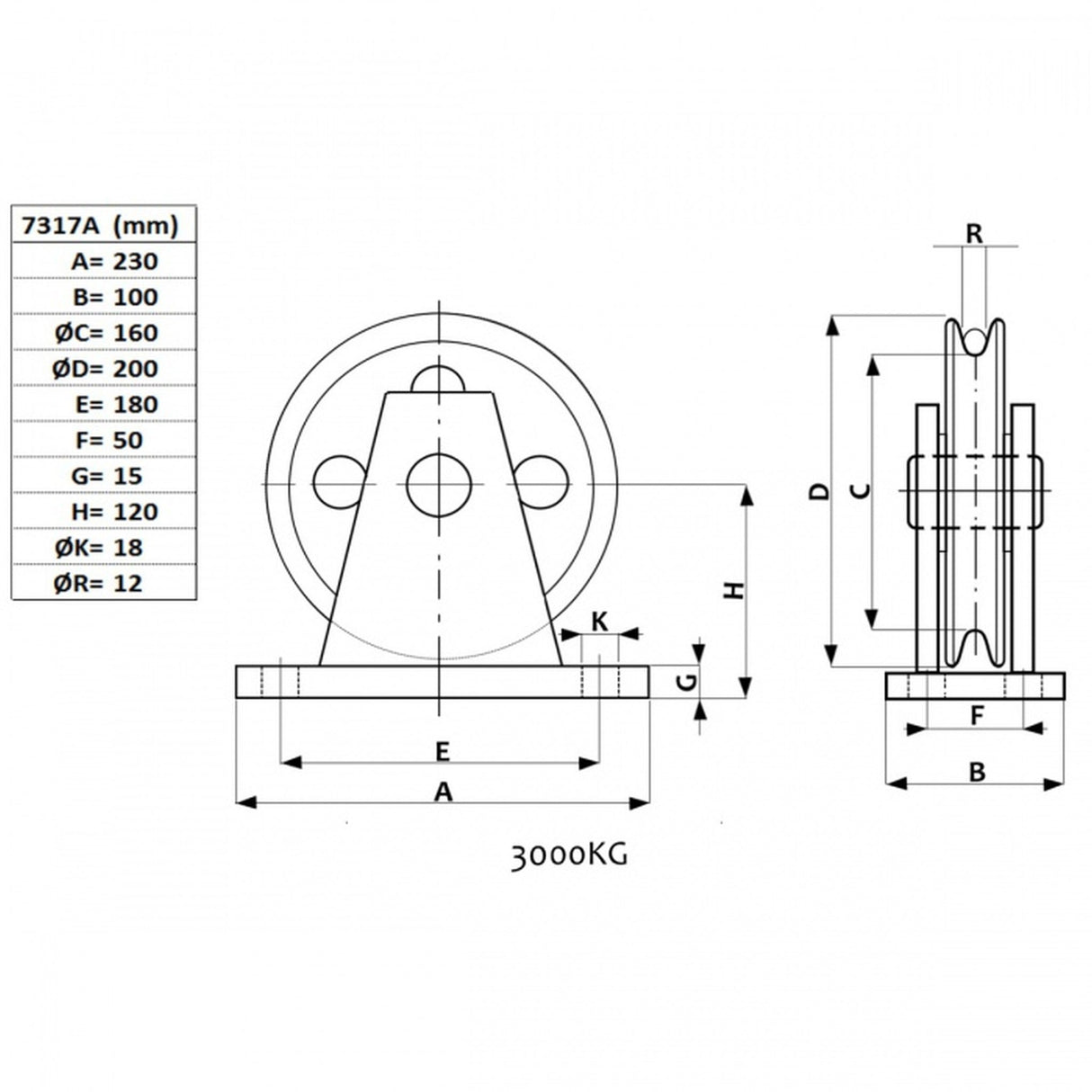 Kladka s přírubou, typ 73, pozinkovaná, nosnost 500-5000kg