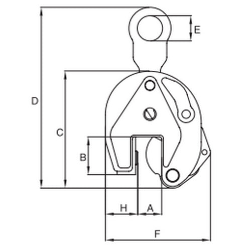 Vertikální zvedací svěrka IP10 s jednoduchým okem - pro plechy s větší tloušťkou - CROSBY