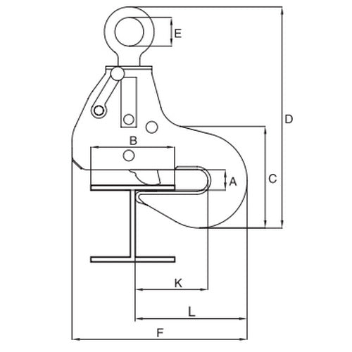 Zvedací svěrka na profily IPBSNZ - CROSBY-rozměry