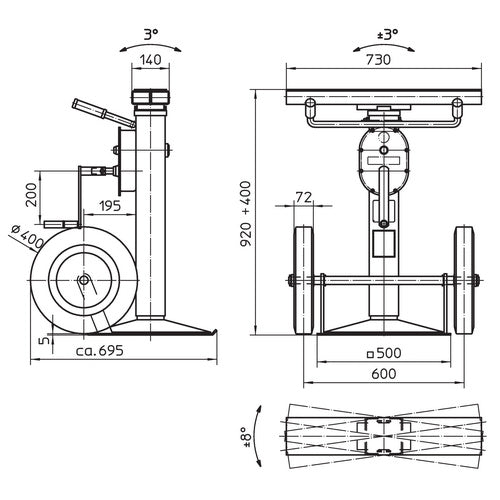 Podpěra plošiny nákladních vozidel nosnost 15000kg HAACON