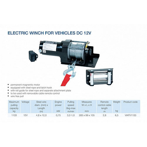 Elektrický lanový naviják pro automobily 12V MINI
