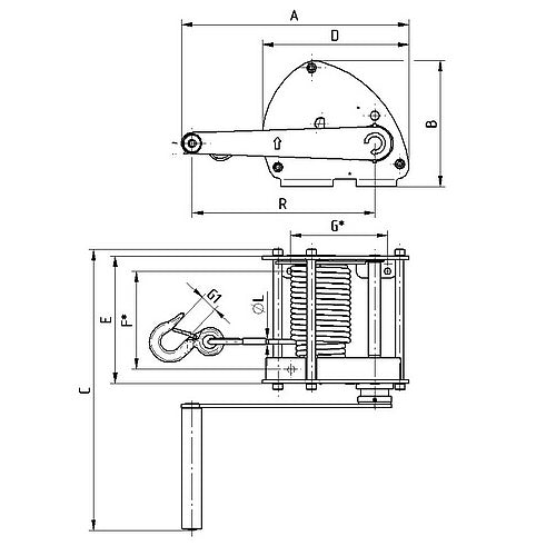Ruční lanový naviják BRANO LN 0,5t a 1,0t , bez lana
