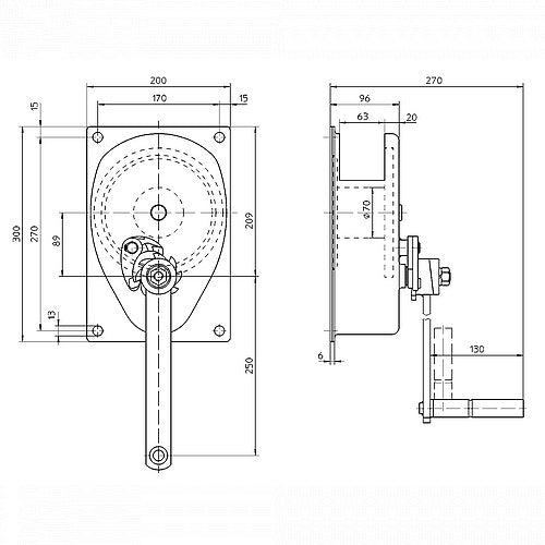 Ruční lanový naviják HAACON typ 220 - 300kg a 500kg