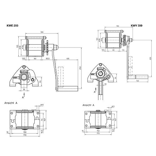 Ruční lanový naviják KWV - HAACON - pozinkovaný