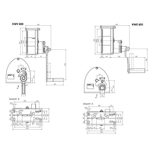 Ruční lanový naviják KWV - HAACON - pozinkovaný