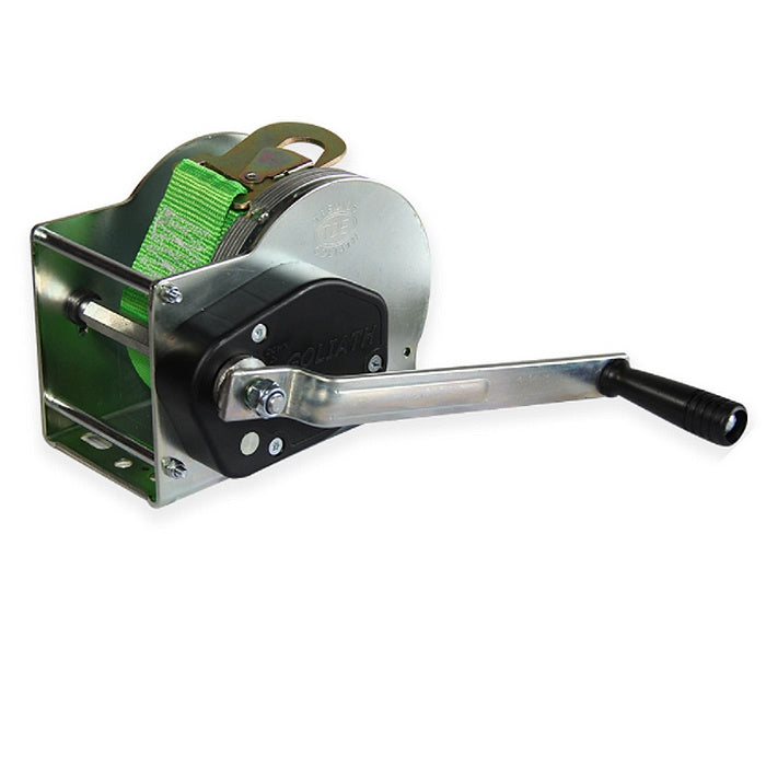 Ruční lanový naviják AFDS, s textilním pásem s hákem