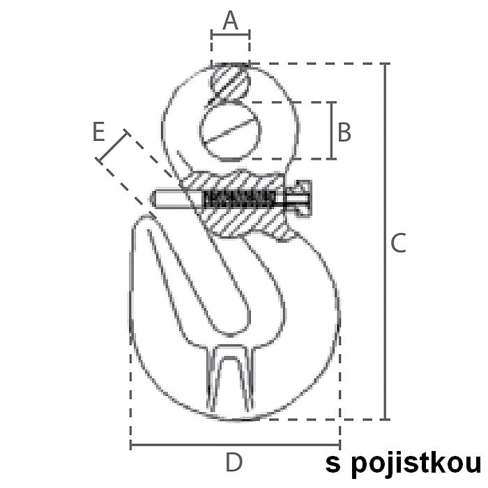 Zkracovací hák s okem D