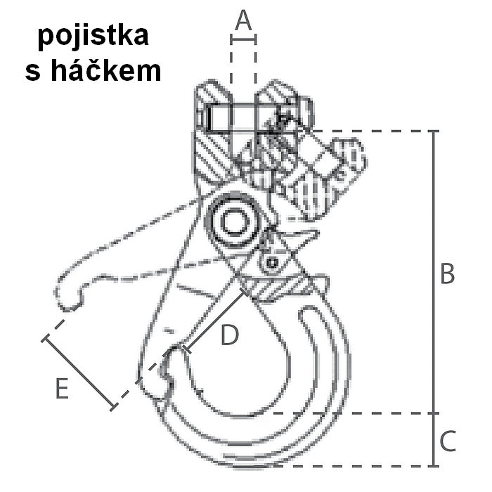 Samosvorný hák s vidlicí D
