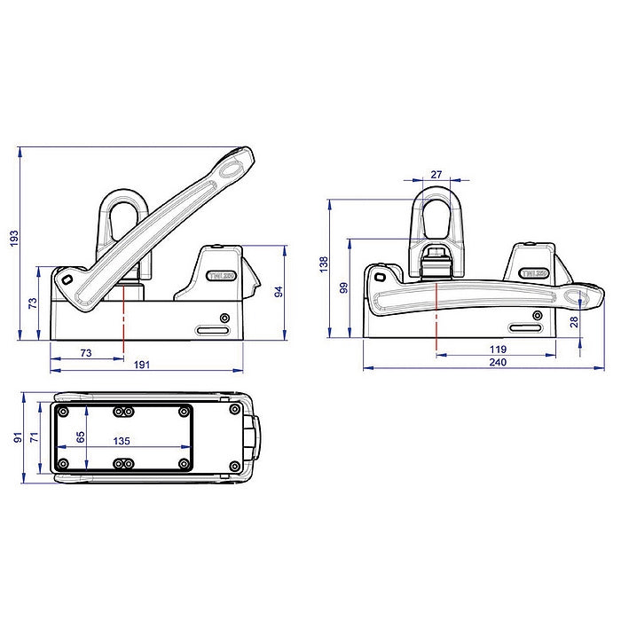 Permanentní magnet TML 250 nosnost 250kg, hmotnost 3,5kg, rozměr 191x71mm ALFRA