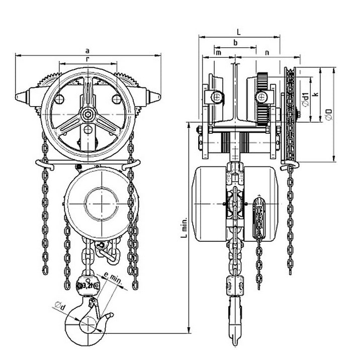 Řetězový kladkostroj BRANO - Z 220-B pojízdný, nosnost 5000kg