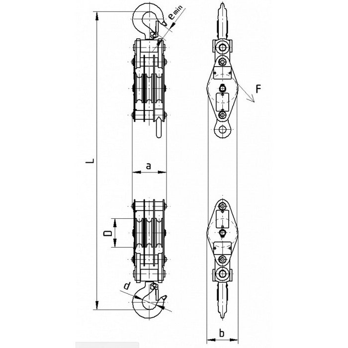 Obecný kladkostroj K11 pro konopné lano