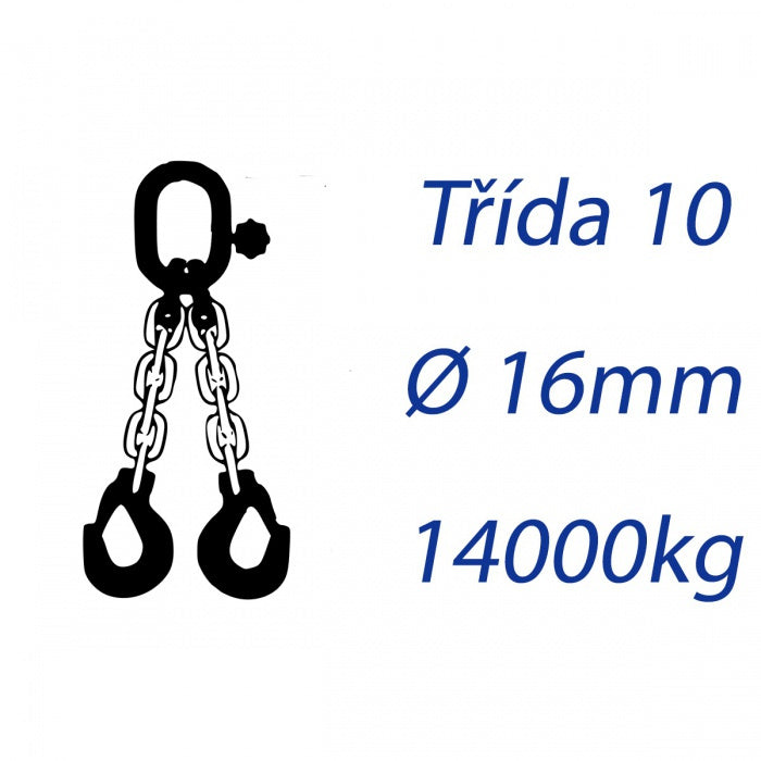 ŘV 2pram.,tř.10,oko-hák ,pr.16mm,l=3m, nosnost=14.000/10.000kg se zkrac.,soupr.VLW2-16/