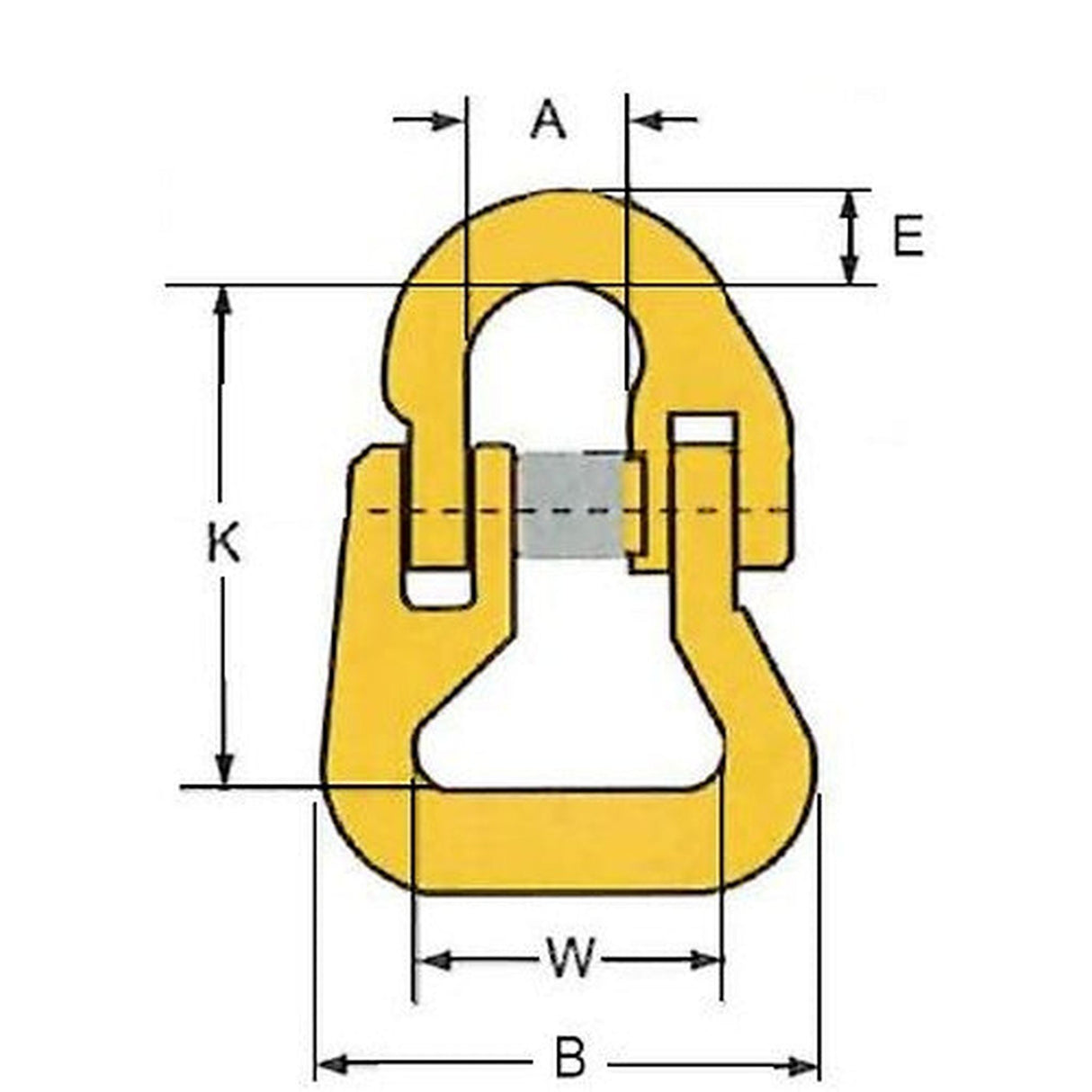 Spojovací člen VG-RS pro spojení textilních vazáků s řetězovými prvky