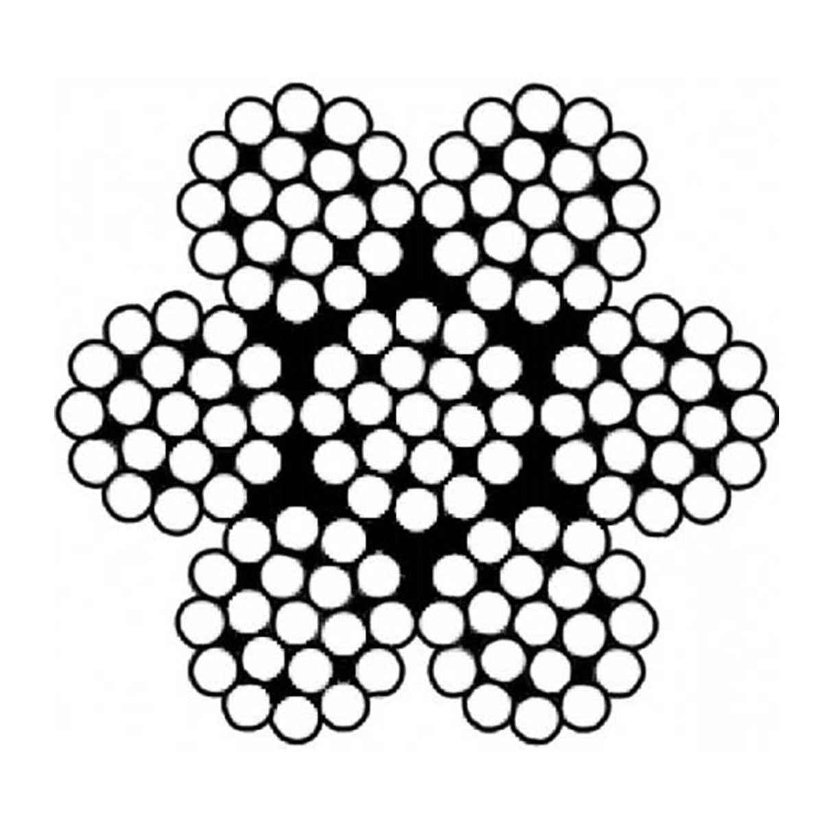 Šestipramenné ocelové lano, konstrukce 6x19-WSC, pozinkované