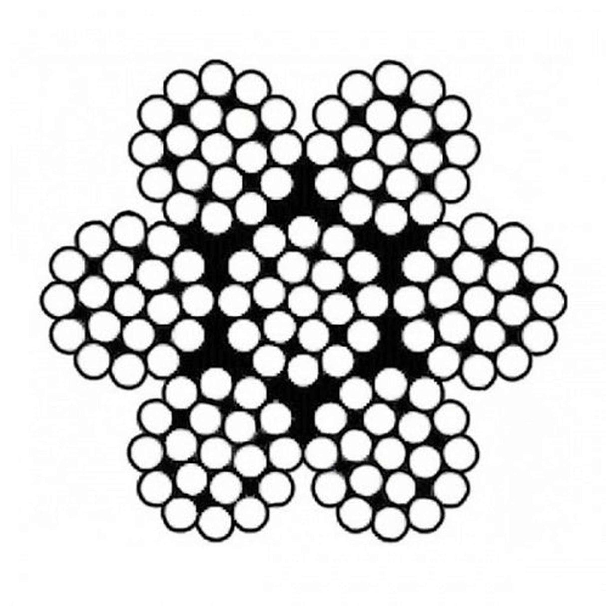 Šestipramenné nerezové lano konstrukce 7x19, nerez A4 - AISI316, min. pevnost 1570N/mm2