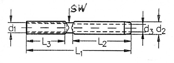Nerezová koncovka s levým vnitřním závitem