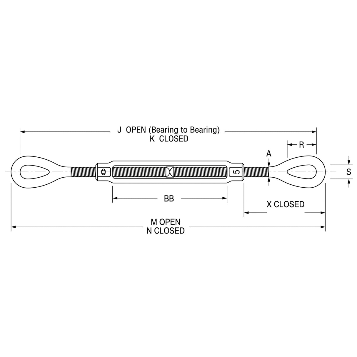 Napínák oko-oko HG226 5/16 x 4-1/2 CROSBY 1031270