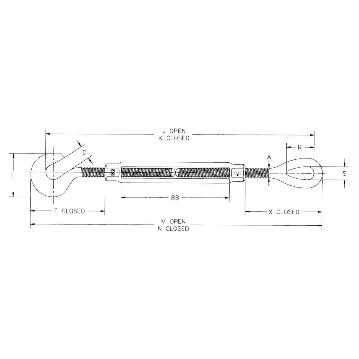Napínák oko-hák HG225 5/8x6 CROSBY 1030752