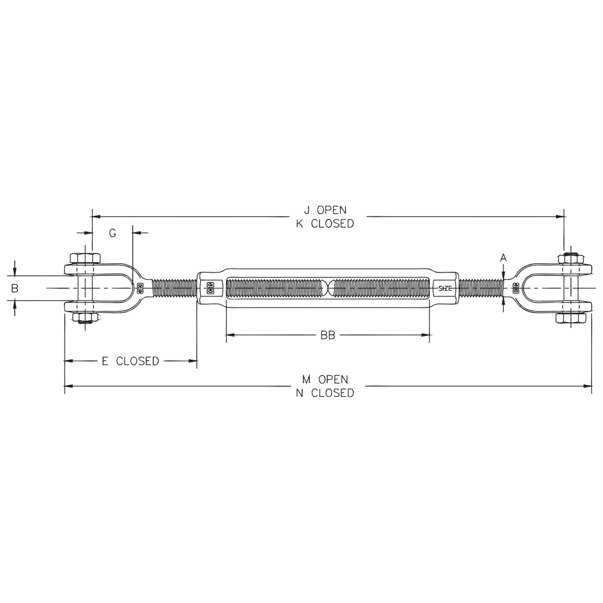 Napínák vidlice-vidlice HG228 1x6 CROSBY