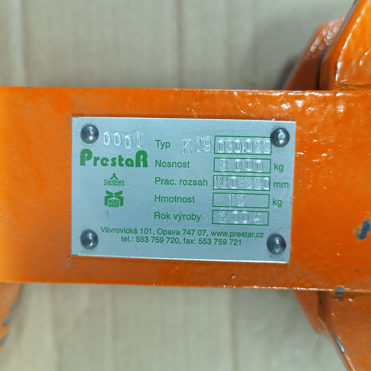 Vnitřní nosníková svěrka K19.030.022, nosnost 3000kg PRESTAR