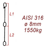 CPK 8, nerezový převěsný řetěz - nosnost 1550kg - Pumpenkette