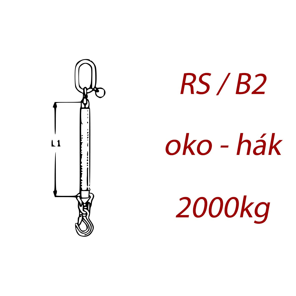 Jednopramenný textilní kombinovaný vazák, oko-hák, nosnost 2000kg