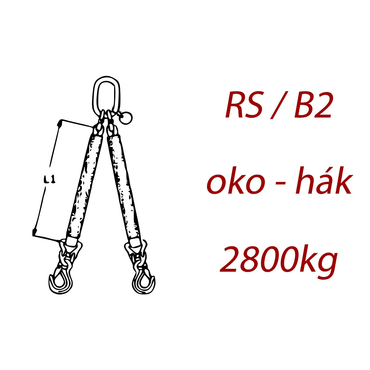 Dvoupramenný textilní kombinovaný vazák, oko-hák, nosnost 2800kg