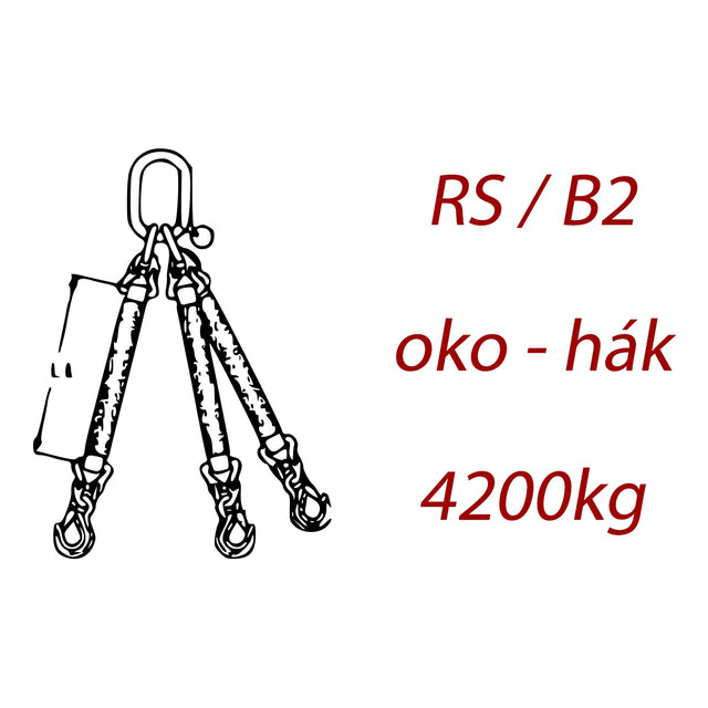 Třípramenný textilní kombinovaný vazák, oko-hák, nosnost 4200kg