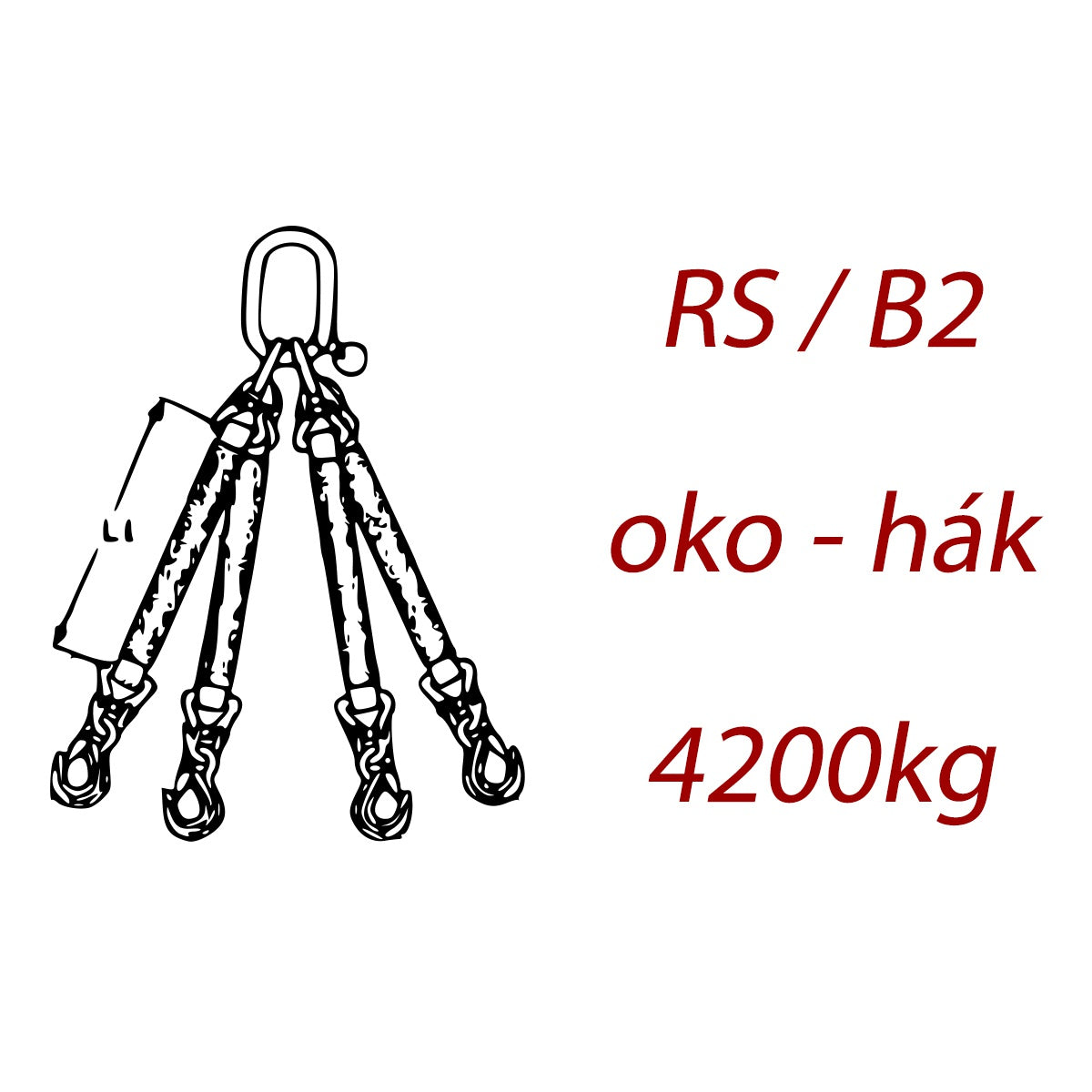 Čtyřpramenný textilní kombinovaný vazák, oko-hák, nosnost 4200kg