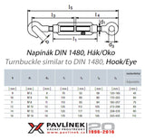 Nerezový napínák O-H (oko-hák), AISI 316 (A4)