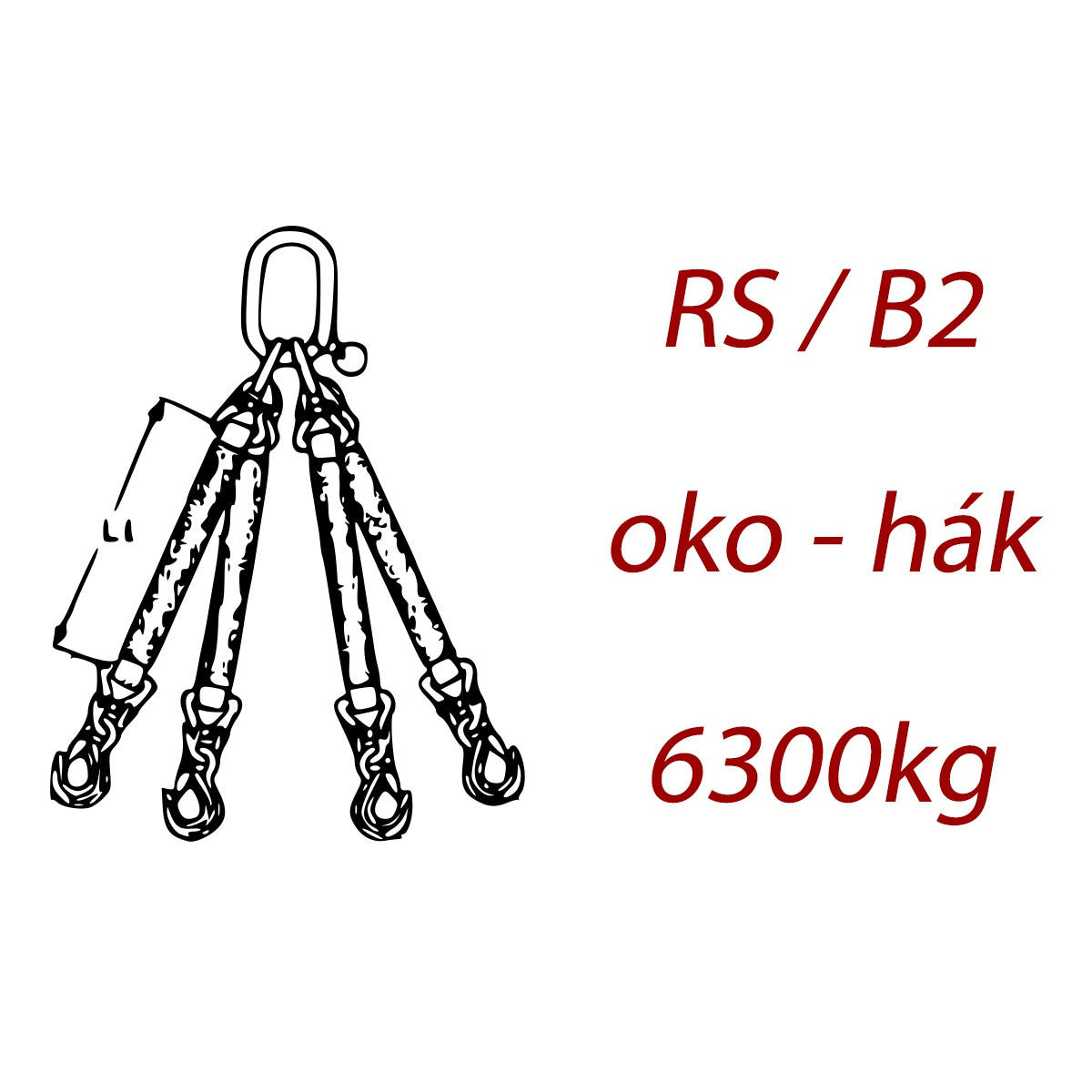 Čtyřpramenný textilní kombinovaný vazák, oko-hák, nosnost 6300kg
