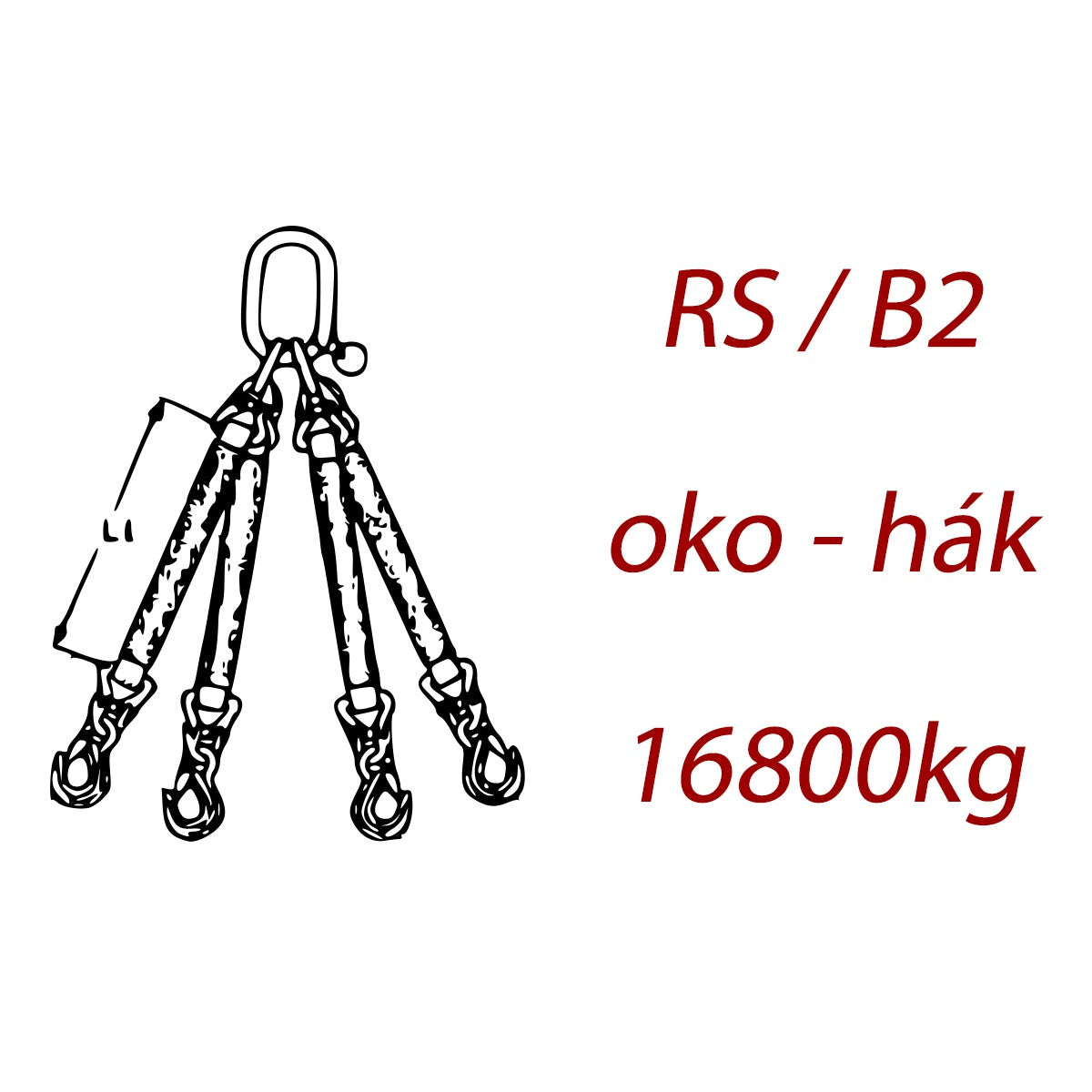 Čtyřpramenný textilní kombinovaný vazák, oko-hák, nosnost 16800kg