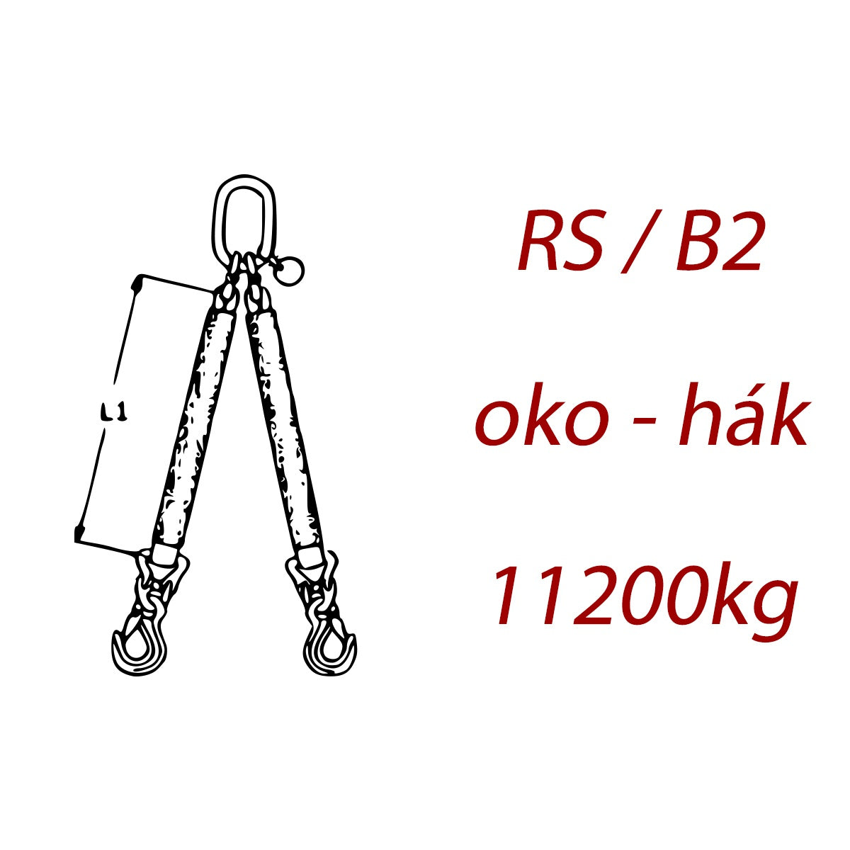 Dvoupramenný textilní kombinovaný vazák, oko-hák, nosnost 11200kg