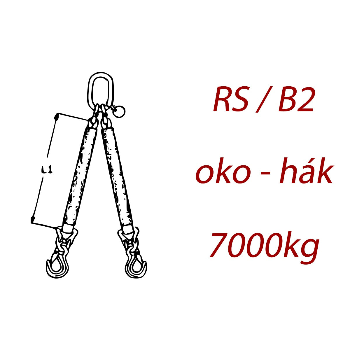 Dvoupramenný textilní kombinovaný vazák, oko-hák, nosnost 7000kg
