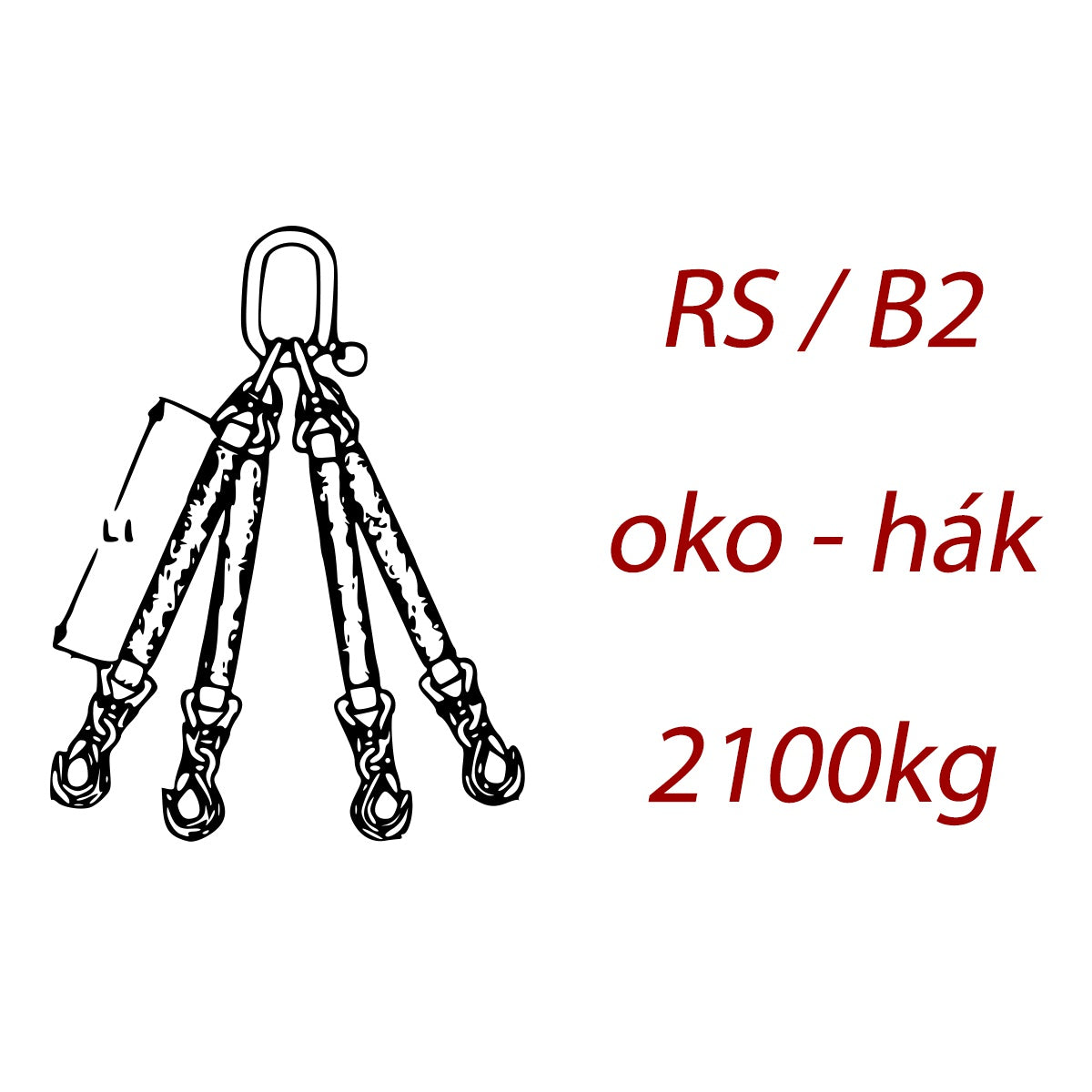 Čtyřpramenný textilní kombinovaný vazák, oko-hák, nosnost 2100kg