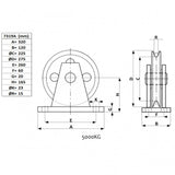 Kladka s přírubou, typ 73, pozinkovaná, nosnost 500-5000kg