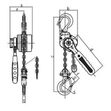 Řetězový řehtačkový zvedák MINI typ VTS 250 - 3000kg! HAKLIFT-rozměry