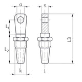 Nerezová koncovka s okem, k vlastní montáži - AISI316