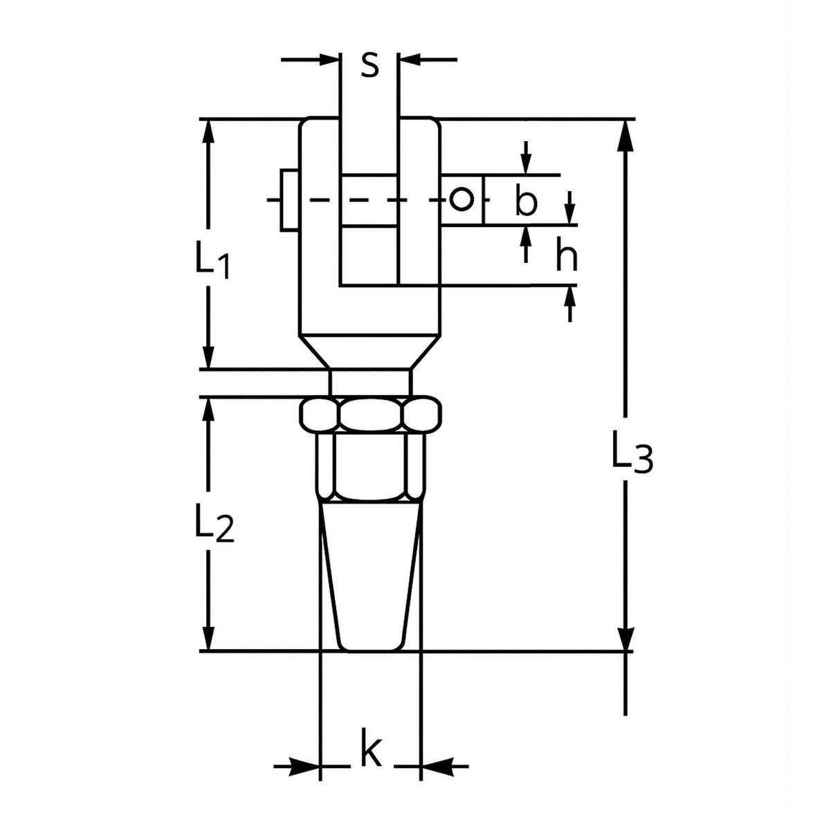 Nerezová koncovka s vidlicí, k vlastní montáži - AISI316