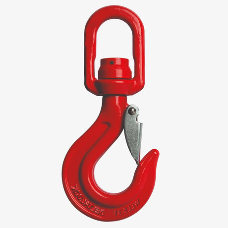 Otočný hák vysokopevntní s okem a ložiskem, červený, DELTA