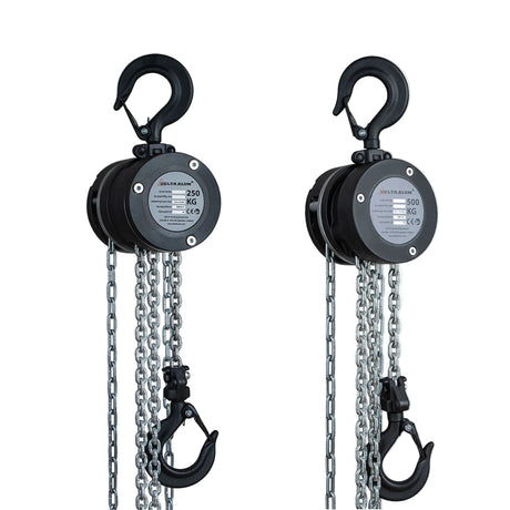 Ruční hliníkový kladkostroj DELTA ALUM, 250 a 500kg, standardní zdvih 3m a 6m