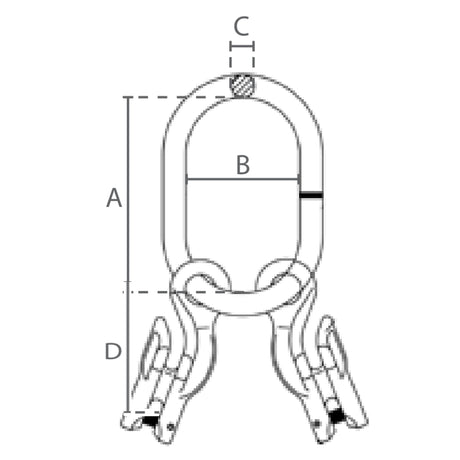 Závěsný člen bez sploštění se zkracovacími háky, červený, DELTA