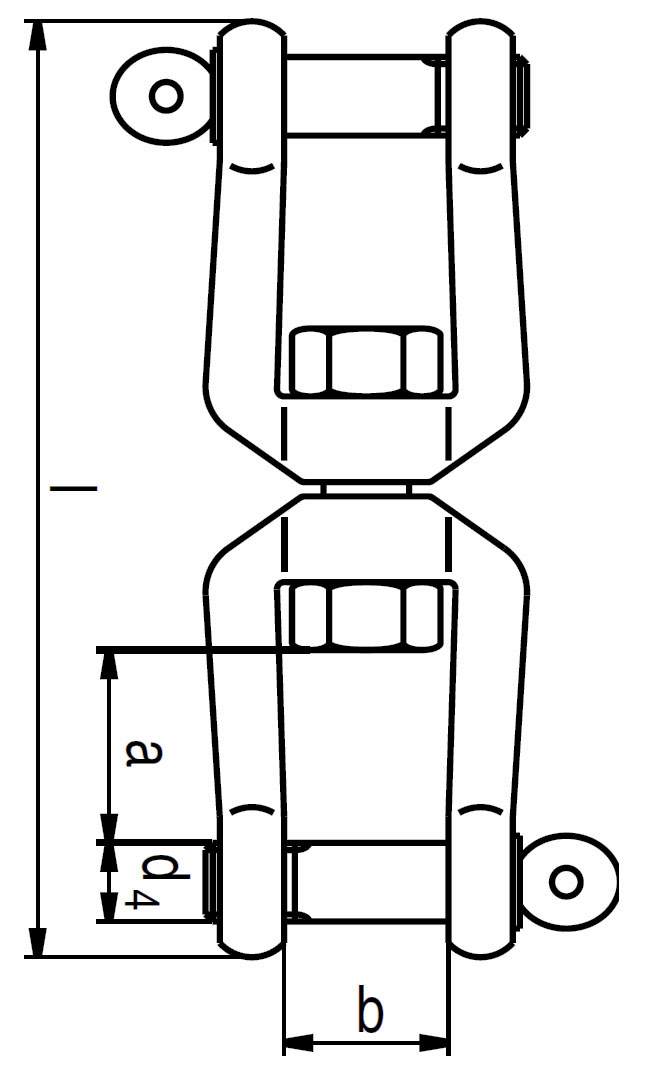 Nerezový obrtlík vidlica-vidlica, AISI 316 (A4)