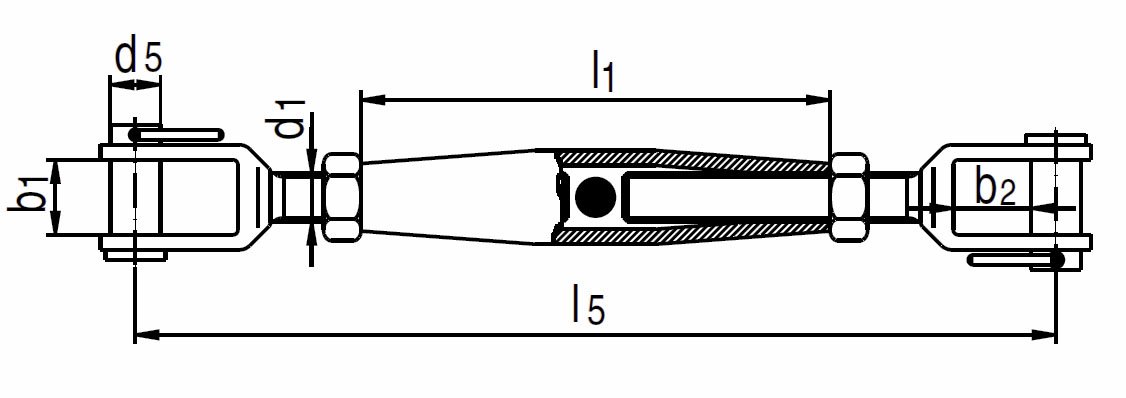 Nerezový napinák vidlica-vidlica AISI, 316 (A4)