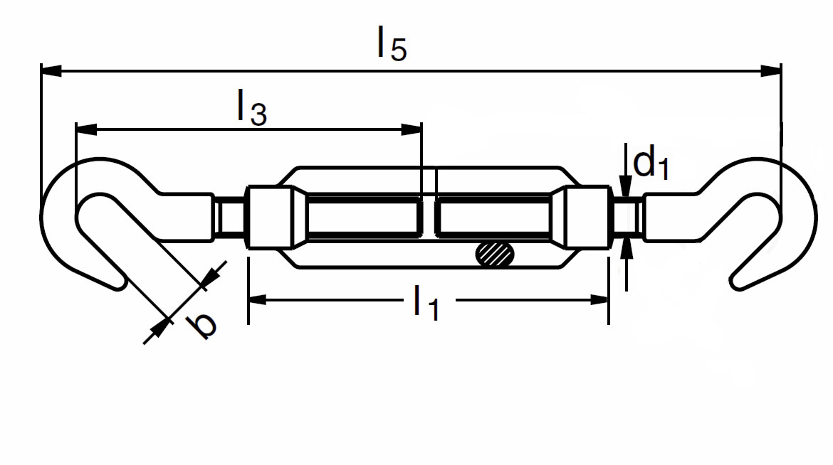Nerezový napinák H-H (hák-hák), AISI 316 (A4)