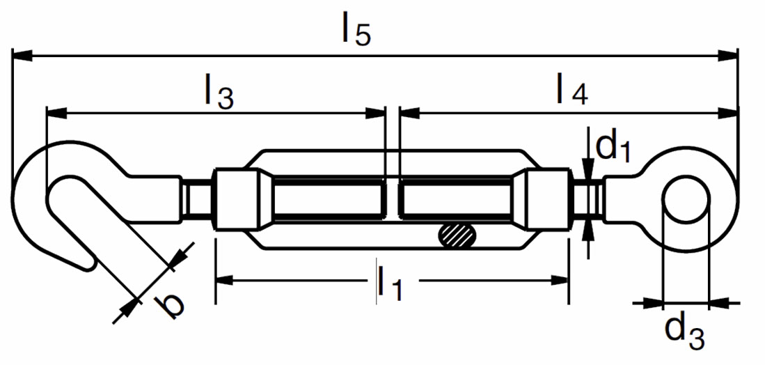 Nerezový napinák O-H (oko-hák), AISI 316 (A4)