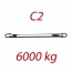 C2 6000kg, L1=2m, popruh plochý šíře 180 mm, s kovovými neprovlékacími oky,hnědý